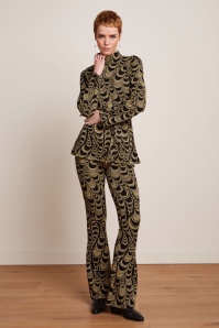 King Louie - Bobbin jacquard flared broek in zwart