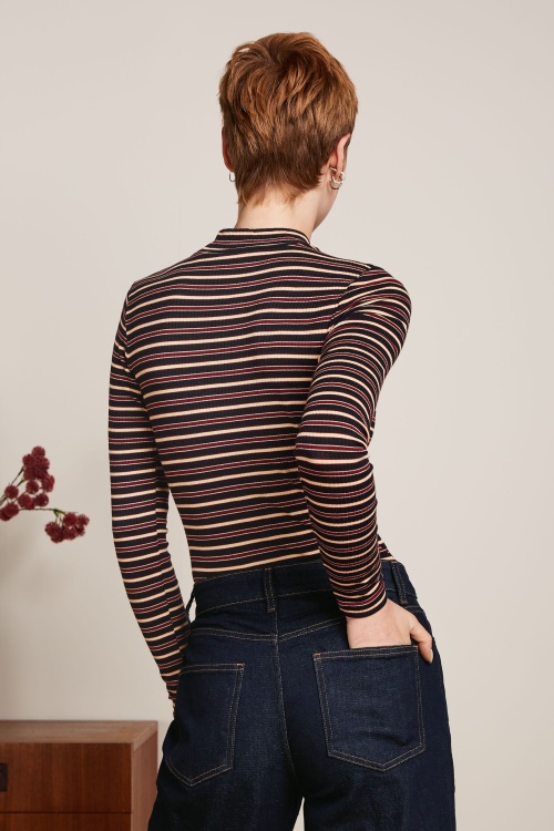 King Louie - Pimm stripe turtle top in cabernet rood 2