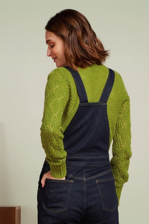 King Louie - Jeannie Yoke Farfalle sweater in guacamole 2