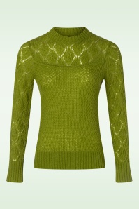 King Louie - Jeannie Yoke Farfalle sweater in guacamole 3