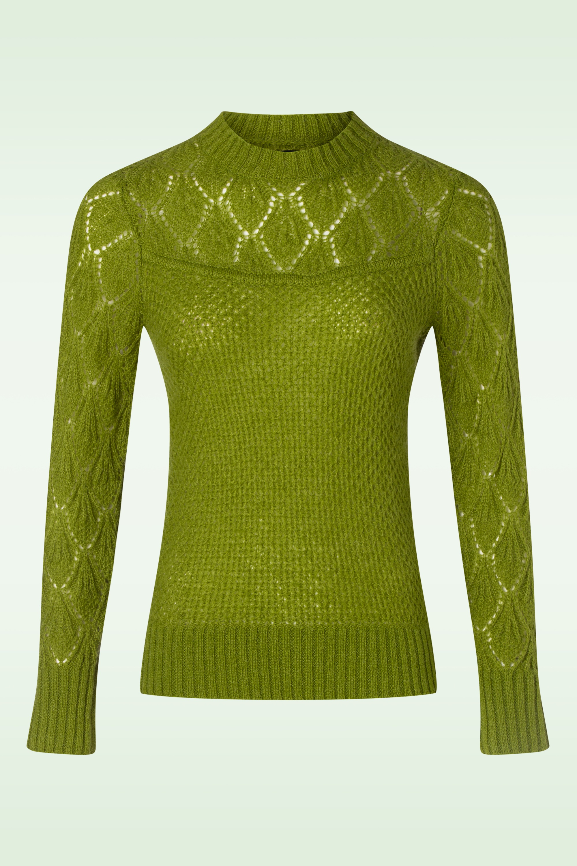 King Louie - Jeannie Yoke Farfalle sweater in guacamole 3