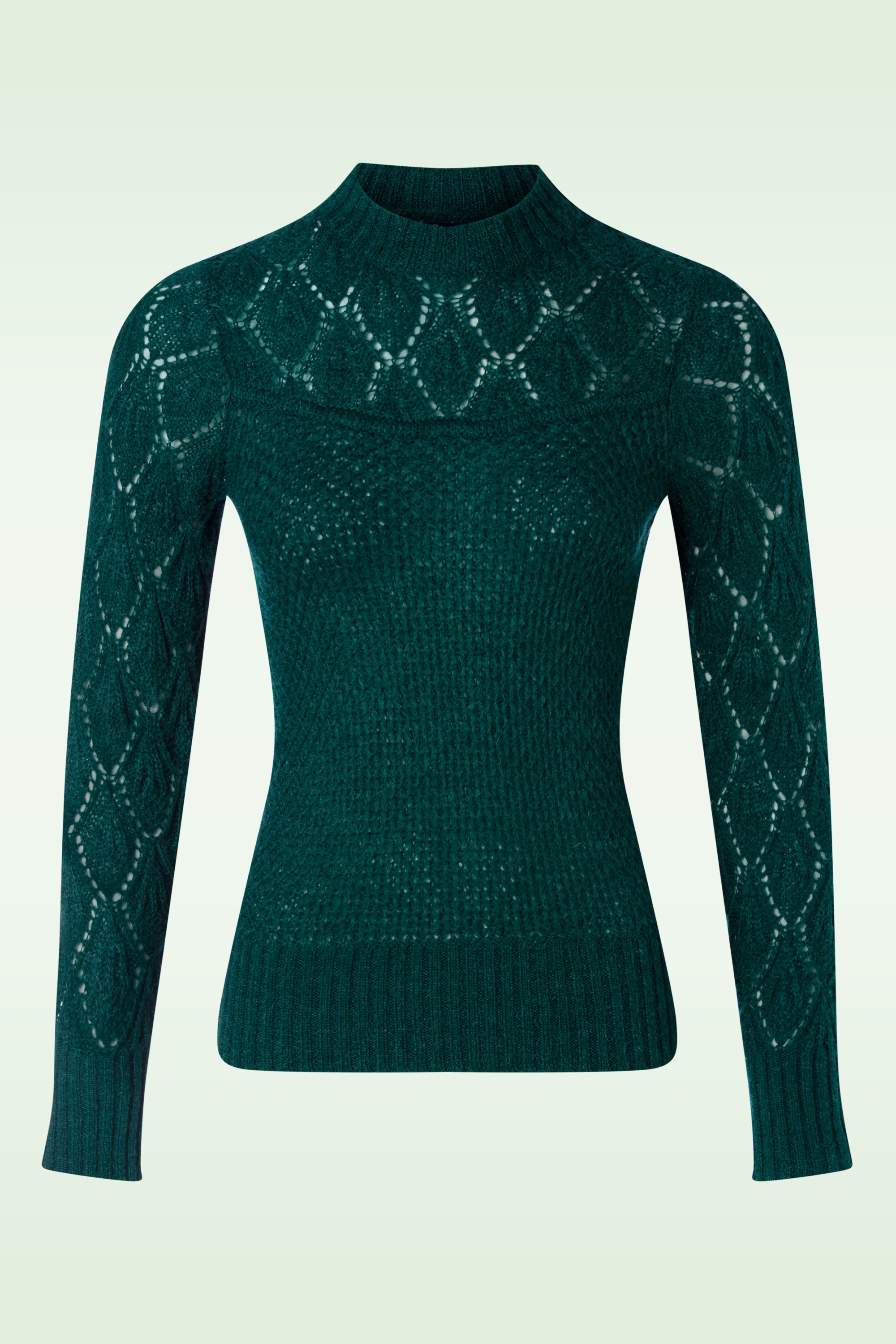 King Louie - Jeannie Yoke Farfalle sweater in dennengroen 2