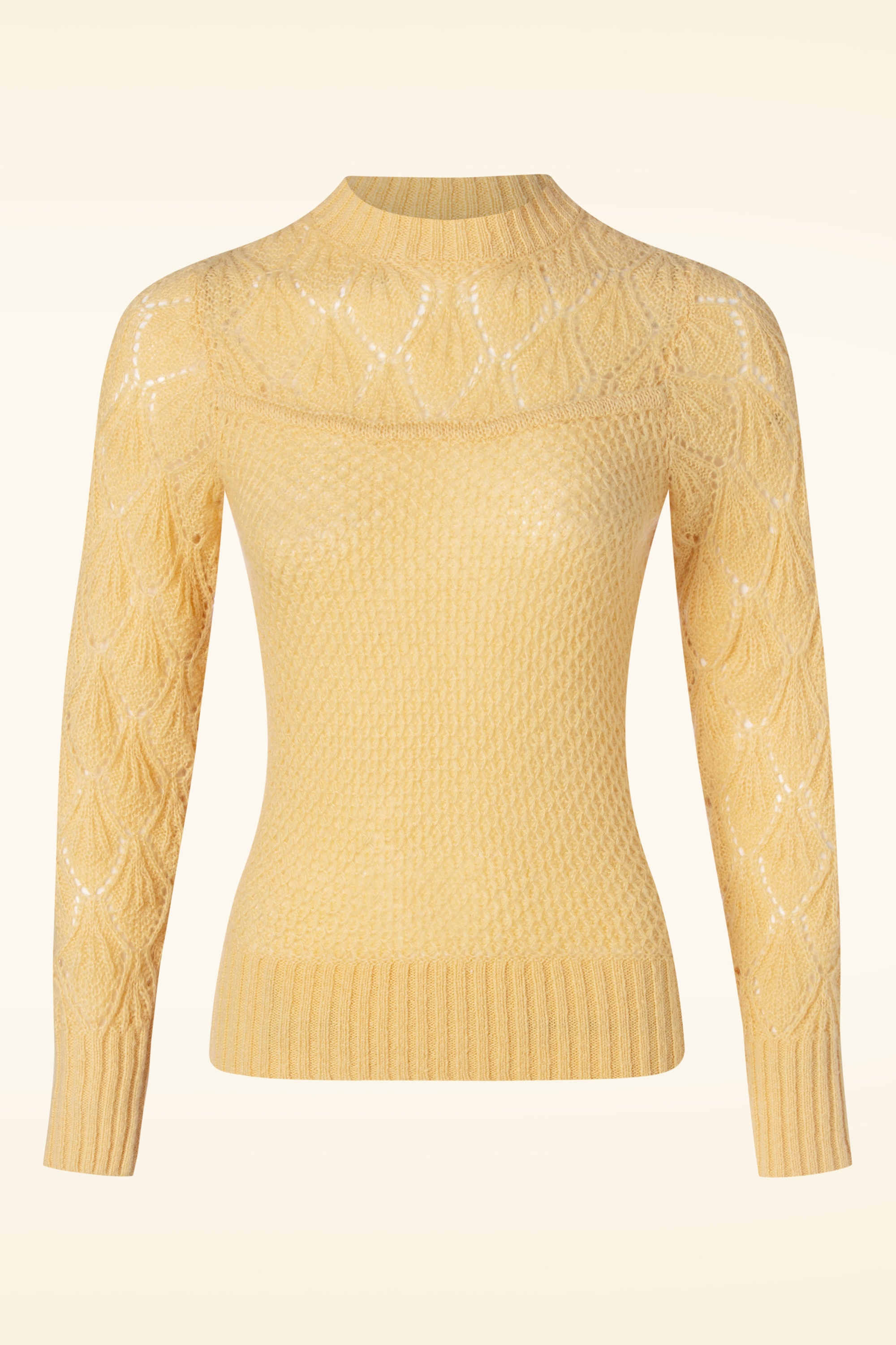 King Louie - Jeannie Yoke Farfalle Sweater in pebble geel 2