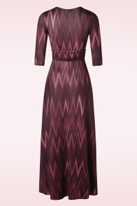 Vintage Chic for Topvintage - Fresia Zigzag maxi jurk in wijnrood 2