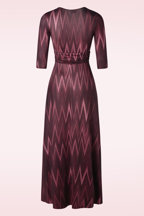 Vintage Chic for Topvintage - Fresia Zigzag maxi jurk in wijnrood 2