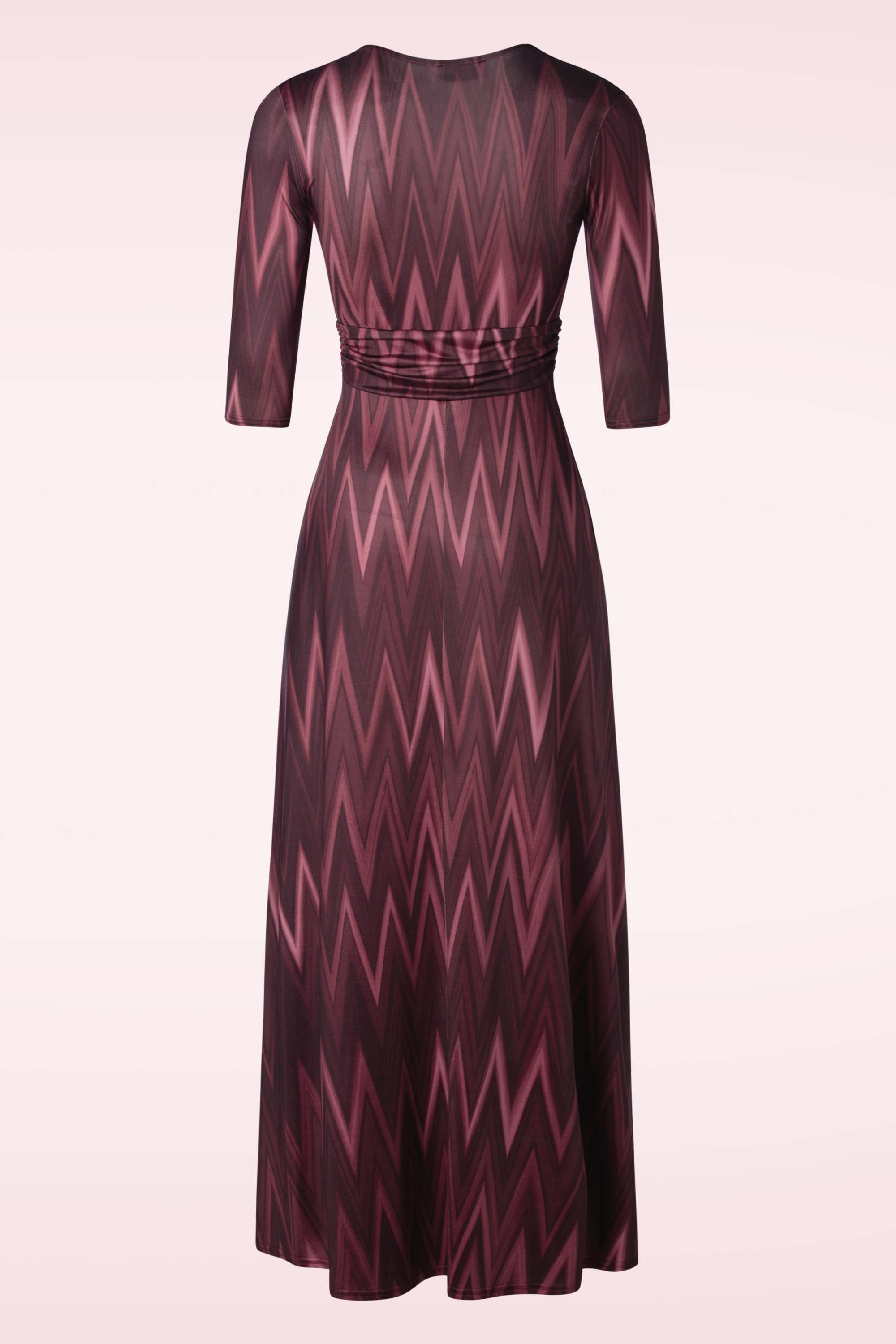 Vintage Chic for Topvintage - Fresia Zigzag maxi jurk in wijnrood 2