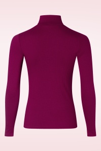 King Louie - Rollneck uni rib top in Beaujolais rood 4