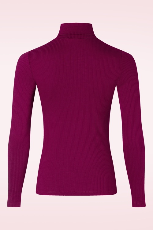 King Louie - Rollneck uni rib top in Beaujolais rood 4