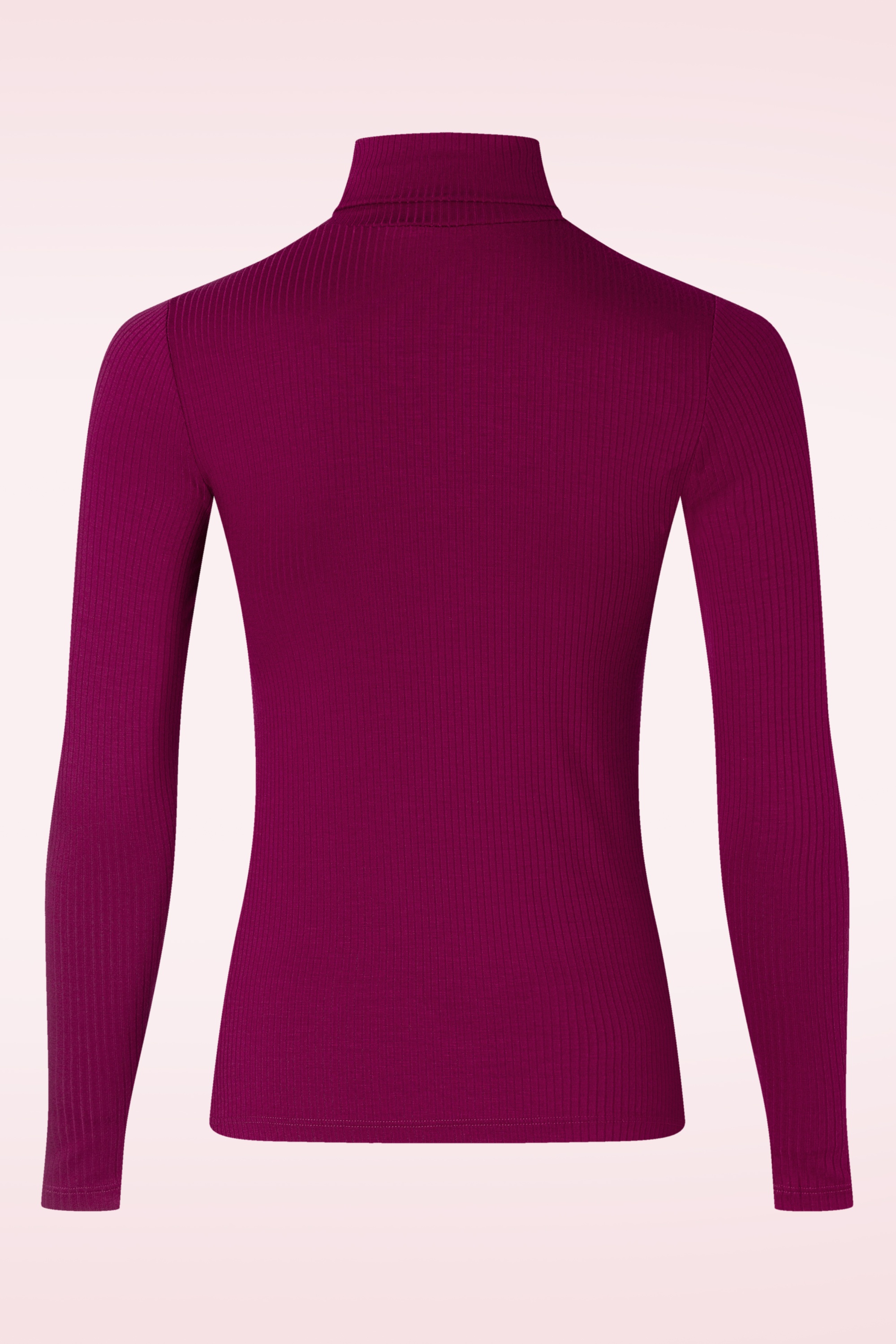 King Louie - Rollneck uni rib top in Beaujolais rood 4