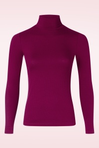 King Louie - Rollneck uni rib top in Beaujolais rood 2