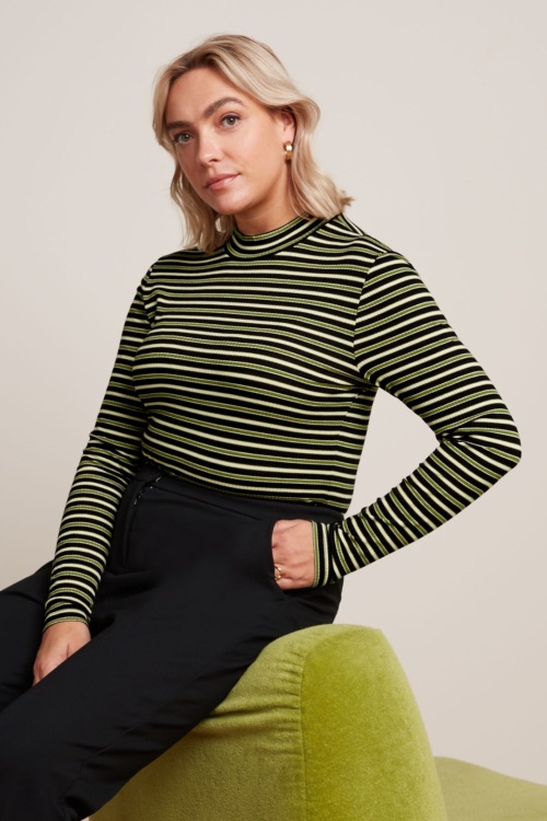 King Louie - Pimm stripe turtle top in woodbine groen