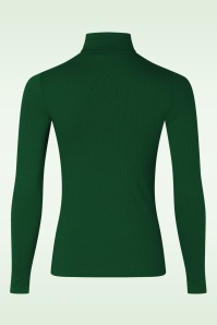 King Louie - Rollneck uni rib top in Forest groen 4