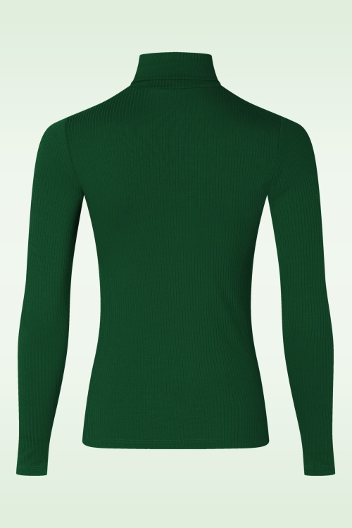 King Louie - Rollneck uni rib top in Forest groen 4