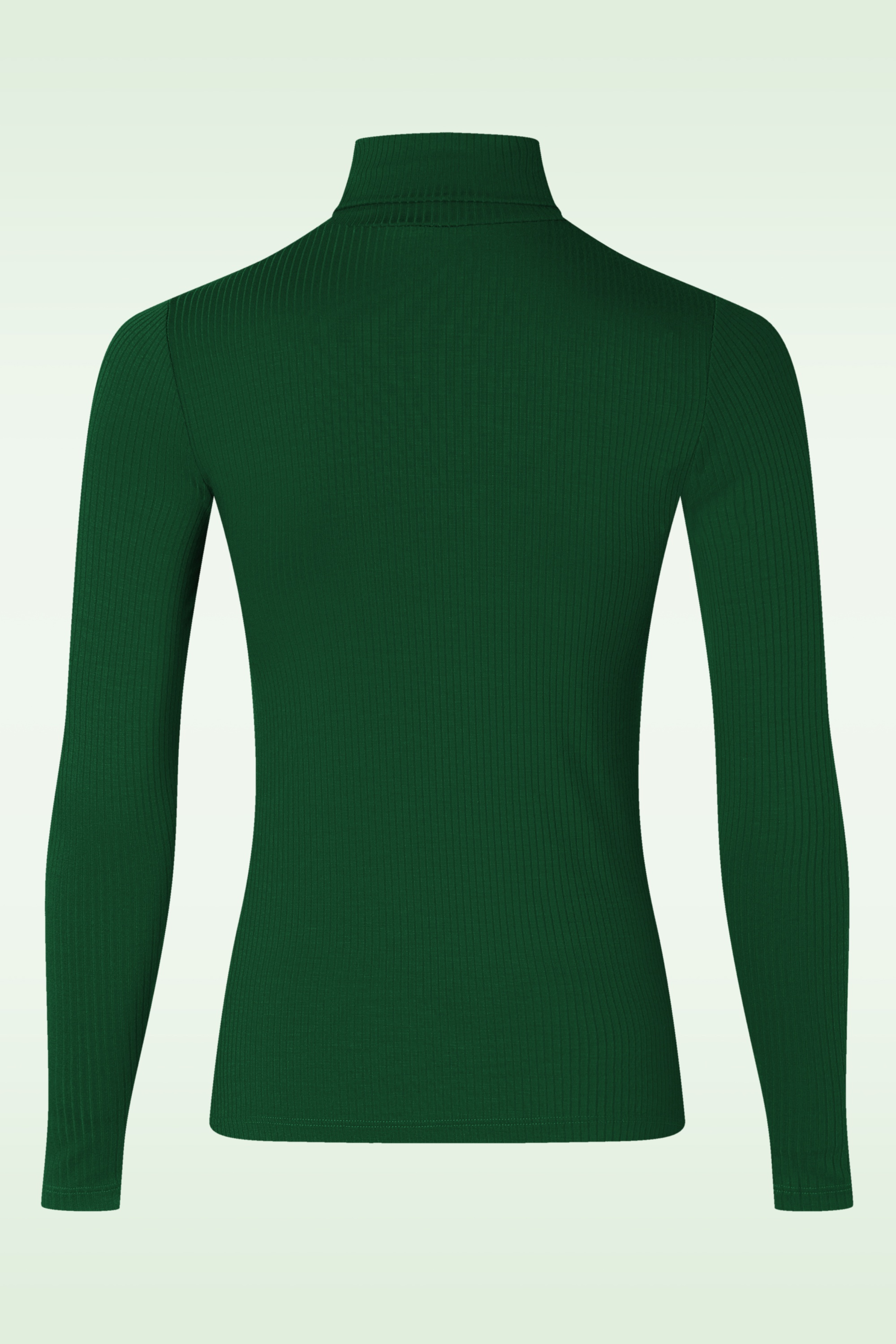 King Louie - Rollneck uni rib top in Forest groen 4