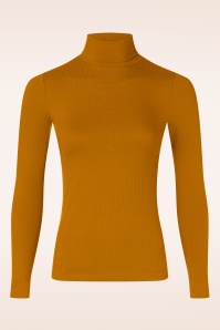 King Louie - Rollneck Uni Rib top in Maple oranje 3