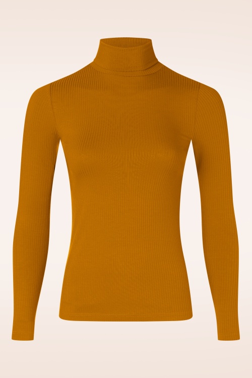 King Louie - Rollneck Uni Rib top in Maple oranje 3