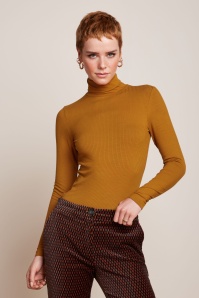 King Louie - Rollneck Uni Rib top in Maple oranje