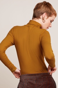 King Louie - Rollneck Uni Rib top in Maple oranje 2