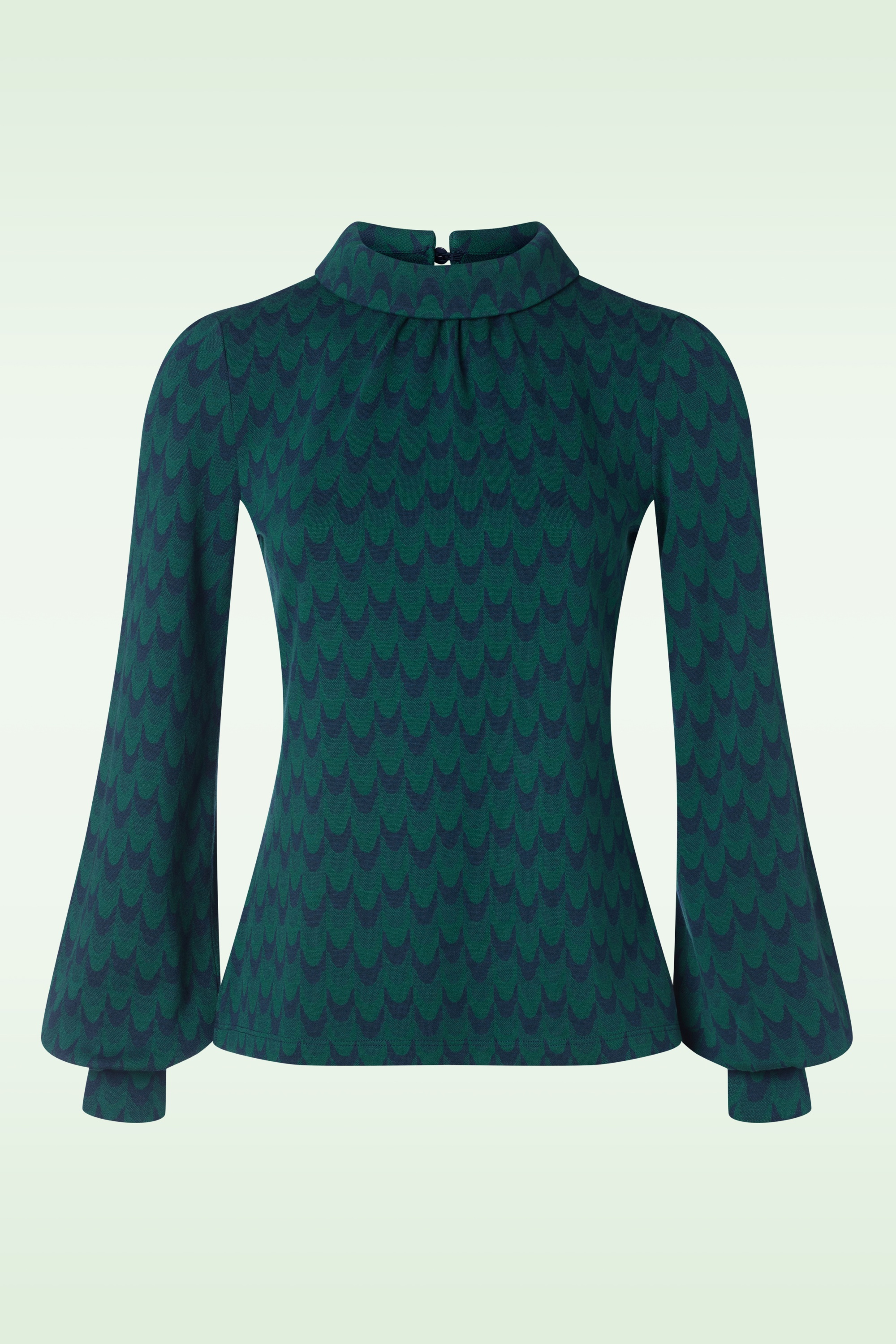 King Louie - Dita Duffy Bell Sleeve Jacquard top in avond blauw 2