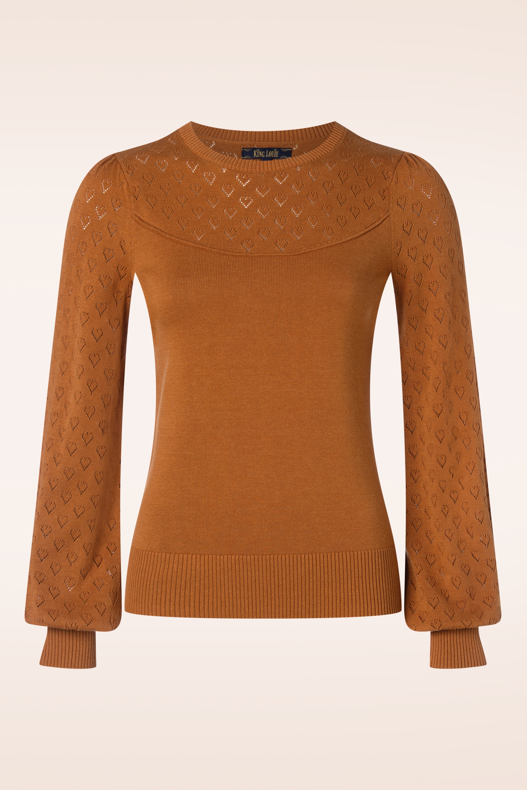 King Louie - Bell Yoke heart ajour top in maple oranje