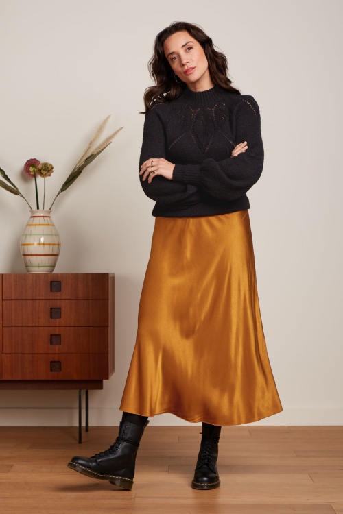 King Louie - Bibi Satin Star midi rok in esdoorn oranje