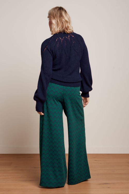 King Louie - Pia Duffy Jacquard pantalon in avondblauw 3