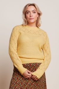 King Louie - Jeannie Yoke Farfalle Sweater in pebble geel