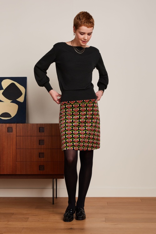 King Louie - Duffy Jacquard border rok in avondblauw