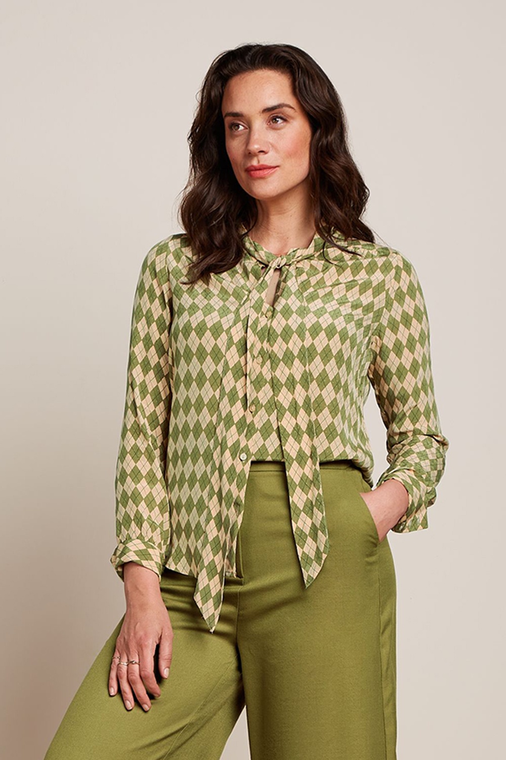 King Louie - Delia Farrow blouse in guacemole