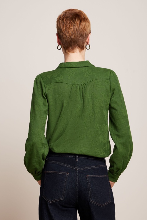 King Louie - Carina Buzz Jacquard blouse in palmgroen 3