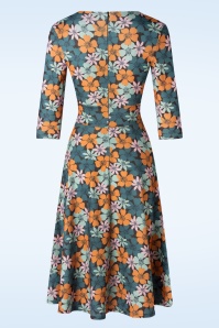 Vintage Chic for Topvintage - Maddison floral swing jurk in aqua en multi 3