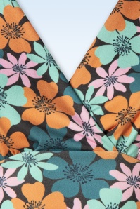 Vintage Chic for Topvintage - Maddison floral swing jurk in aqua en multi 2