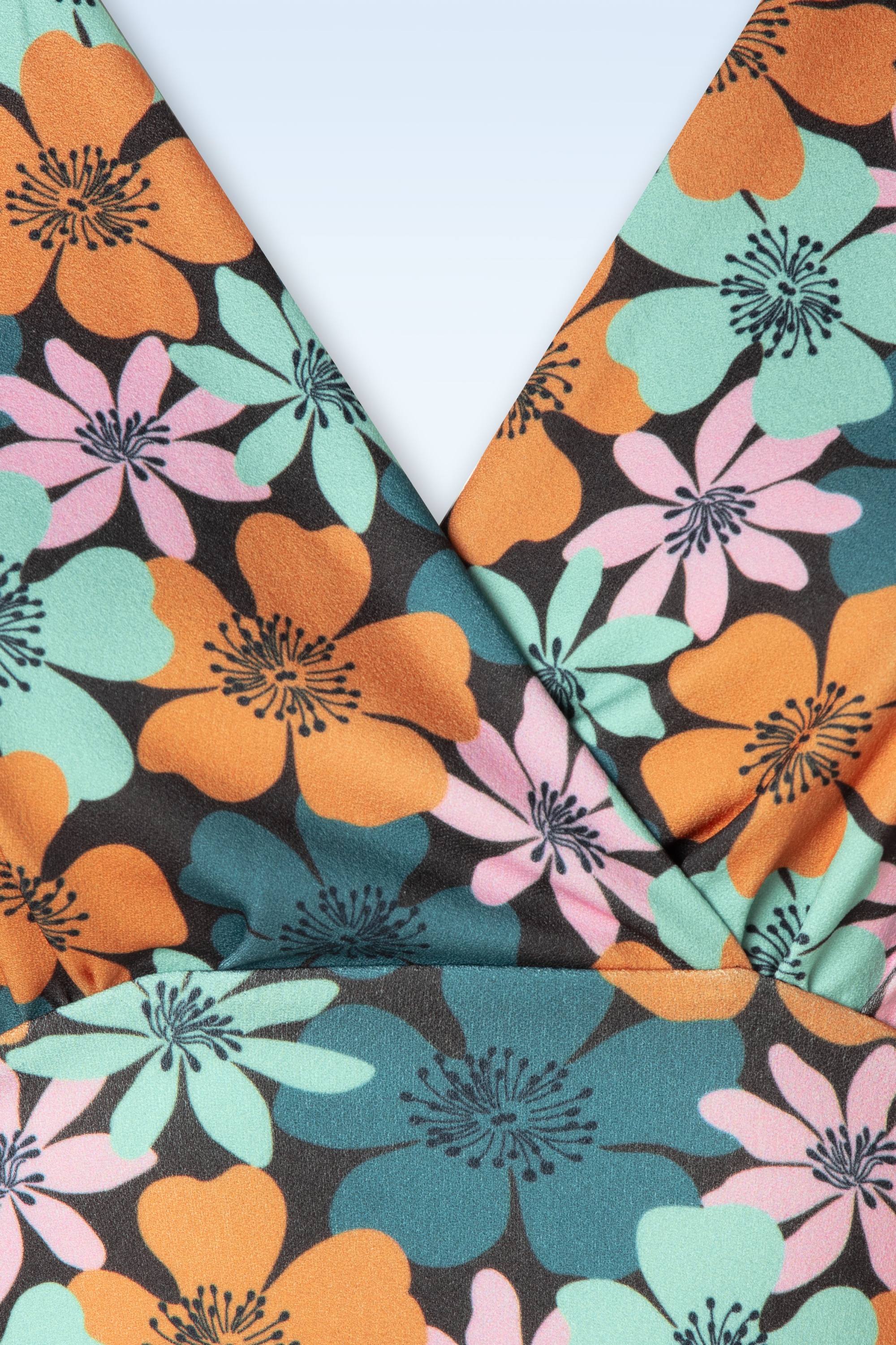 Vintage Chic for Topvintage - Maddison floral swing jurk in aqua en multi 2