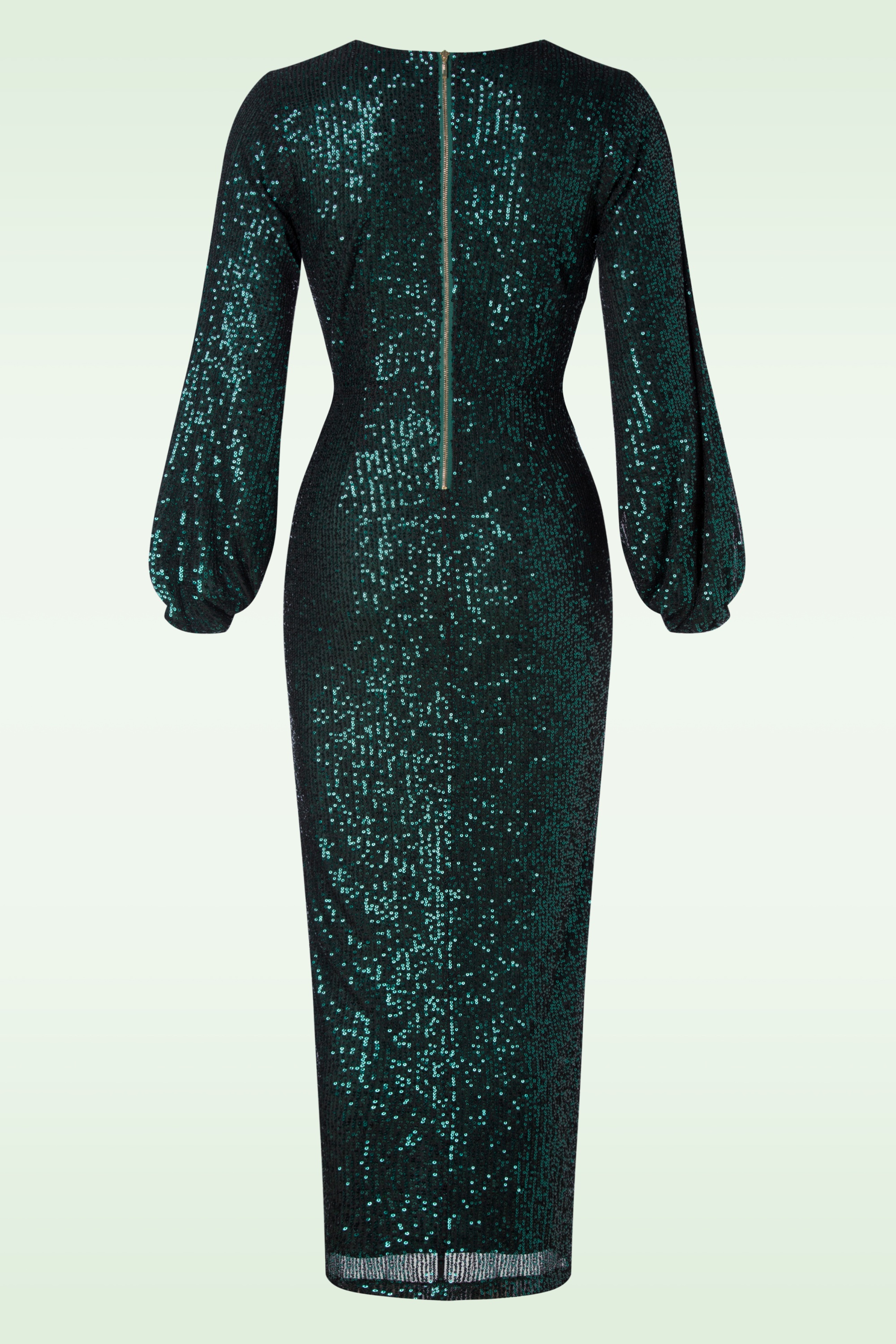 K-Design - Gemma Maxi Crossover Sequin jurk in kevergroen 4