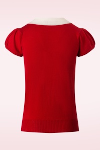 Mak Sweater - Kristen polotrui in rood en ivoor 2