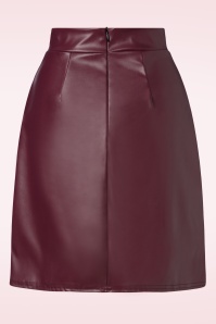 Vintage Chic for Topvintage - Edith Leather Look a-lijn rok in wijnrood 2