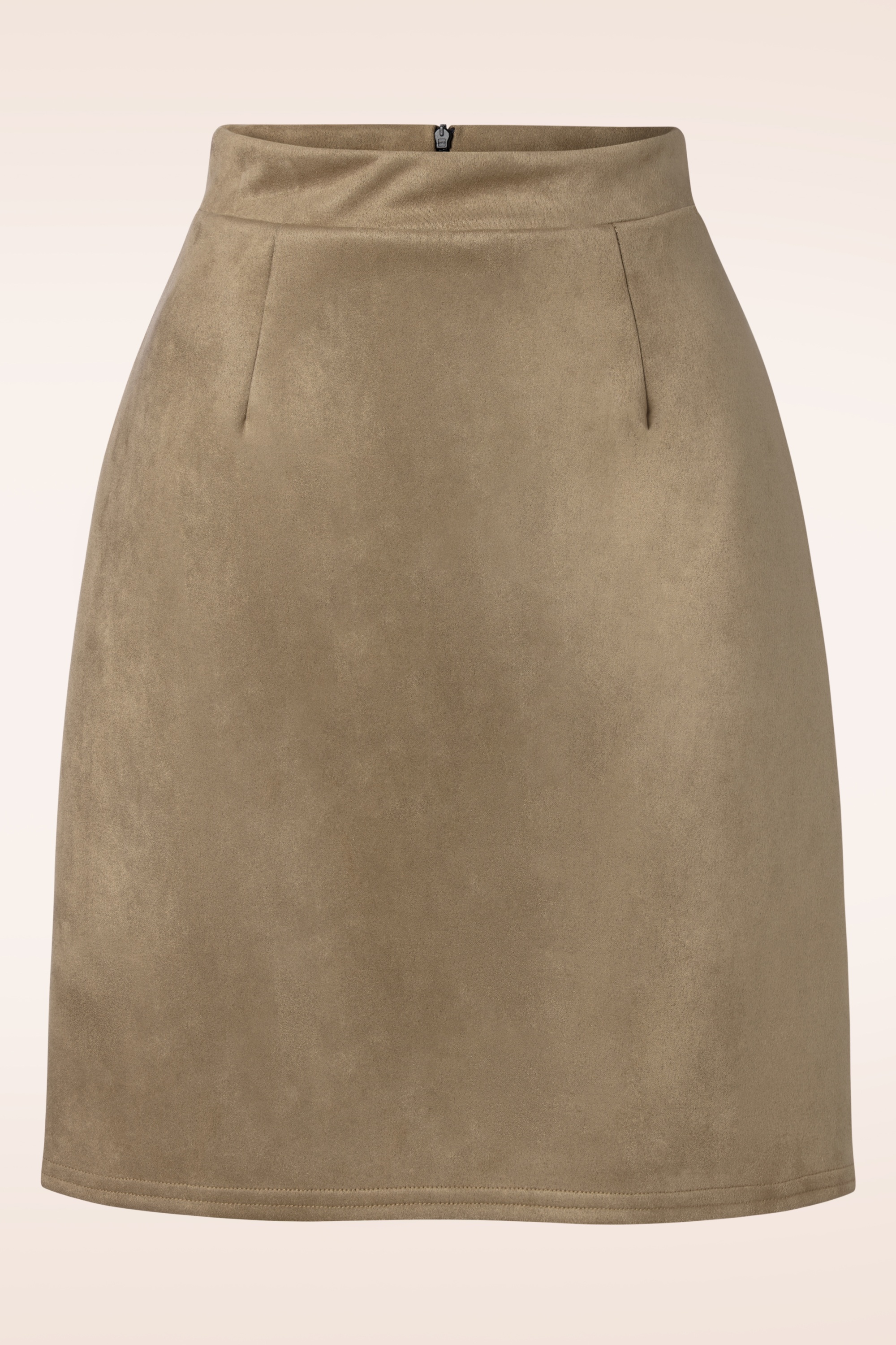 Vintage Chic for Topvintage - Edith Suede Look a lijn rok in tabakbruin