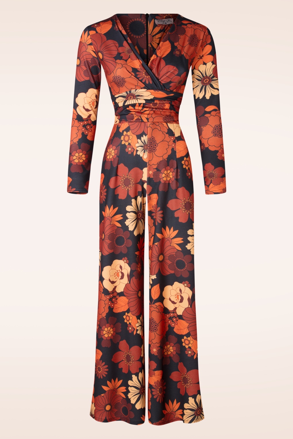売れ筋商品|||ジェイエムコレクション カットソー レディース  Sicilian Orange Combo Vintage Chic for Topvintage Liana Retro Floral Jumpsuit in