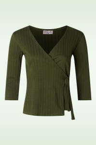 Vintage Chic for Topvintage - Gwenn kabel gebreide top in mosgroen