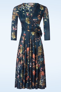 Vintage Chic for Topvintage - Topvintage exclusive ~ Colette floral swing jurk in petrol 2