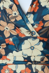 Vintage Chic for Topvintage - Nehla floral pencil jurk in blauw en multi 3