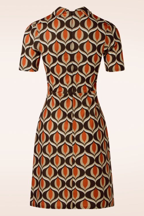 Vintage Chic for Topvintage - Rizza retro jurk in bruin en oranje 3