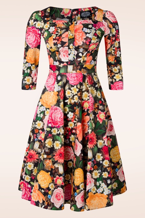 Hearts & Roses - Stella floral swing jurk in multi 2