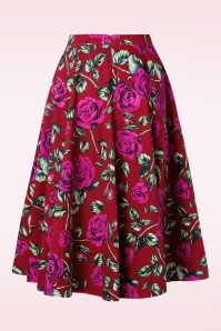 Hearts & Roses - Rosie floral swing rok in rood en fuchsia 3