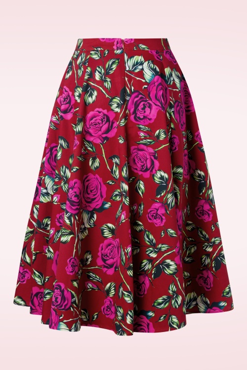 Hearts & Roses - Rosie floral swing rok in rood en fuchsia 3