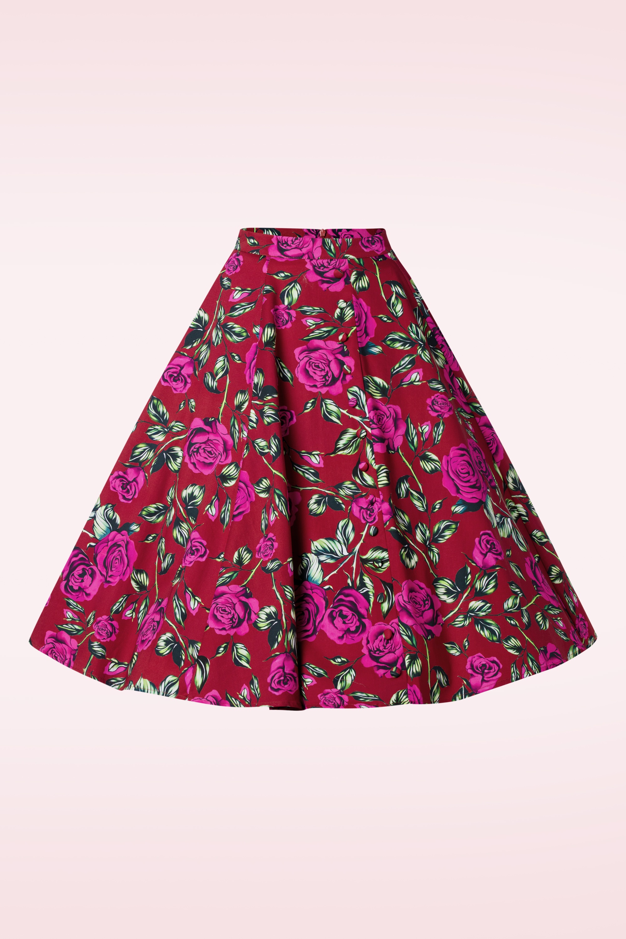 Hearts & Roses - Rosie floral swing rok in rood en fuchsia 2