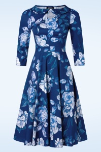 Hearts & Roses - Dorothy swing jurk in blauw 2