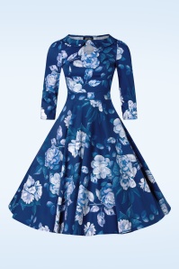 Hearts & Roses - Dorothy swing jurk in blauw 5