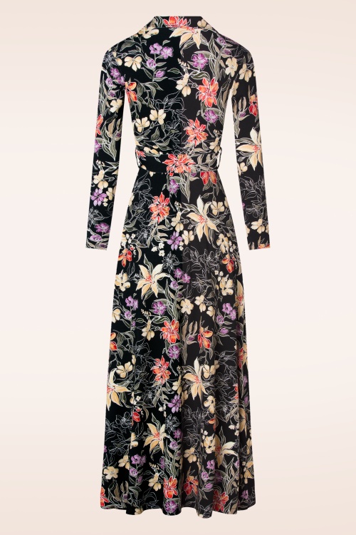 LaLamour - Helena Botanical Flower maxi jurk in zwart en multi 3