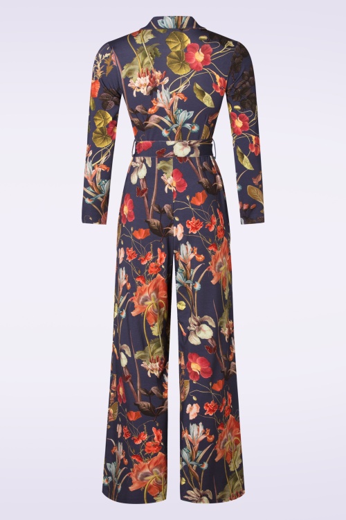 LaLamour - Bella Autumn Garden jumpsuit in nachtblauw 3